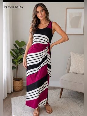 GINA BACCONI $500 Jersey Maxi Dress Size 12